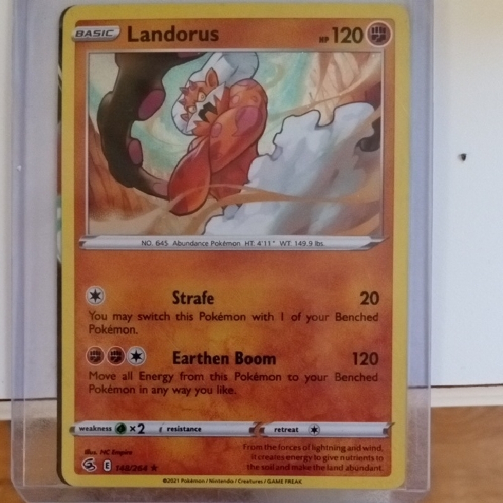 Pokemon Landorus Card - Red and Yellow